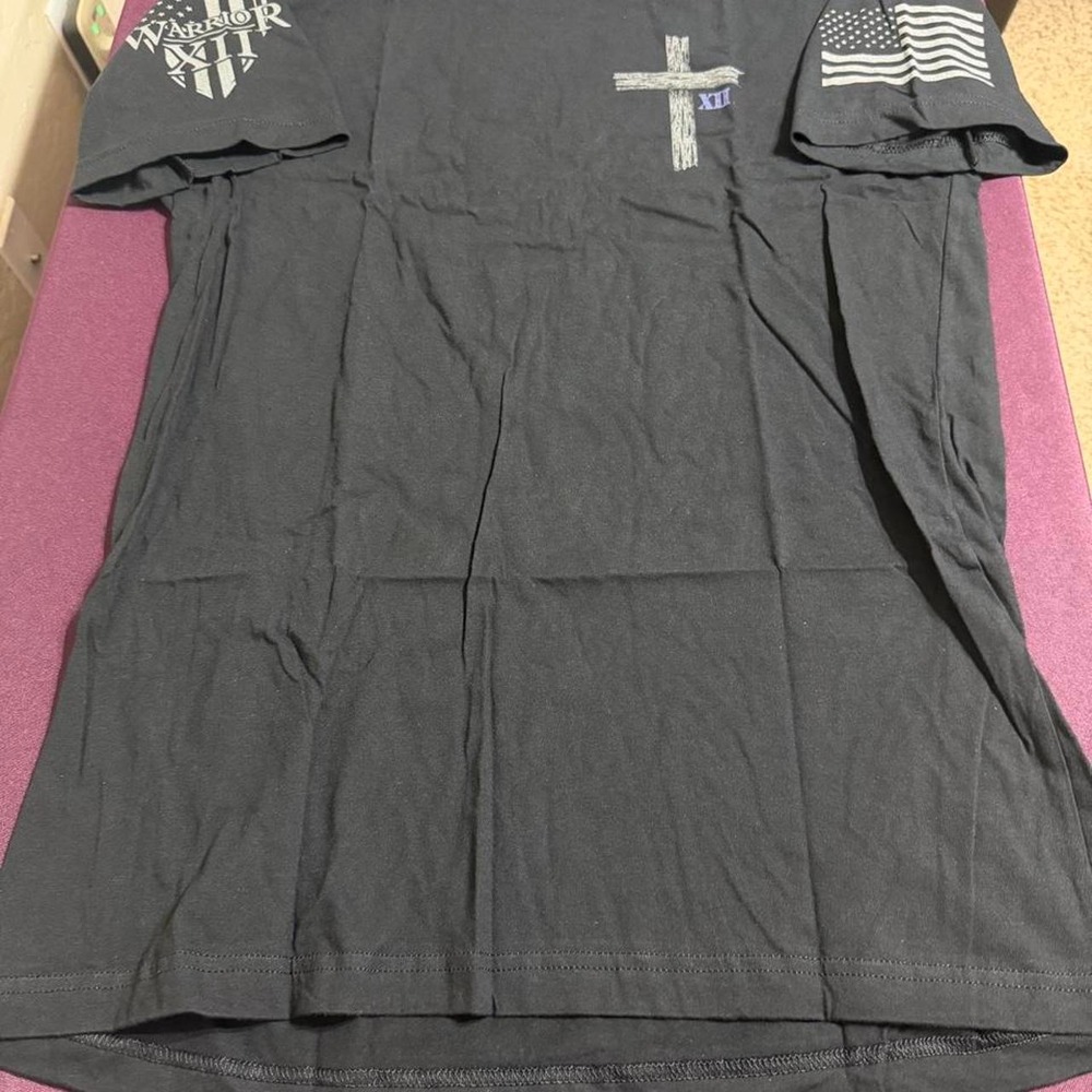 Warrior XII American Apparel Texan By Blood Patriot Cross Graphic T-Shirt L